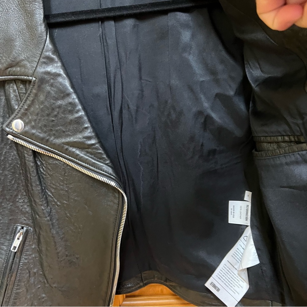 Reformation Big Dipper Leather Moto Style Jacket, Size S - Picture 8 of 13
